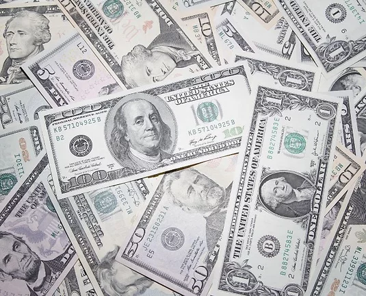 Pile of American bills.