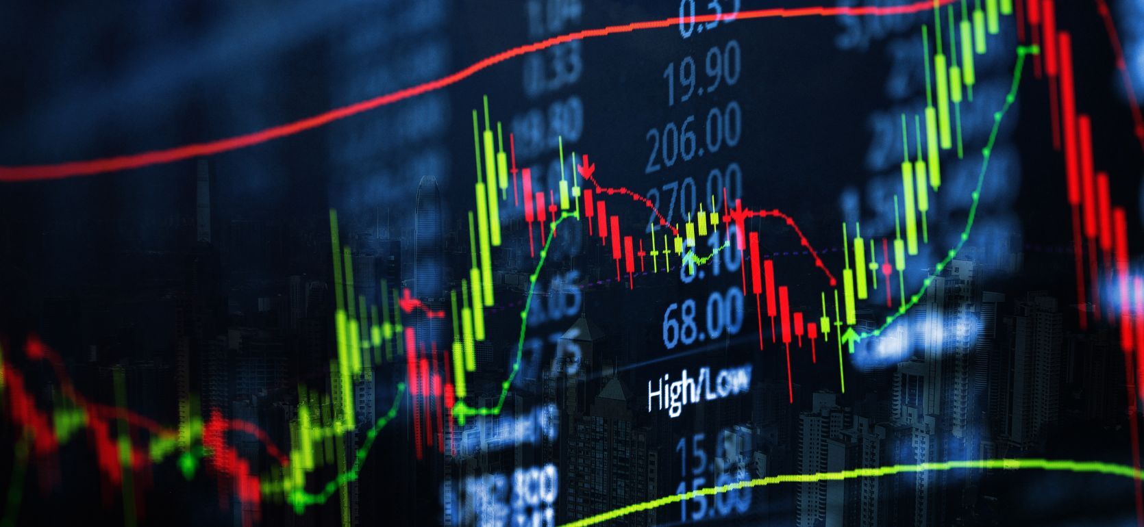 Stocks on a computer screen.