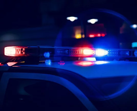 Blue and red police lights.