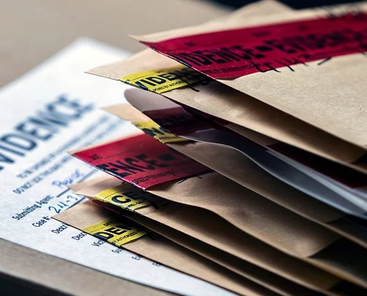 A picture of evidence files.