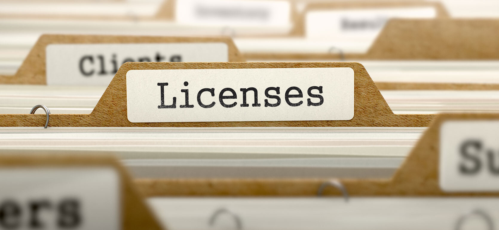 Licenses Concept with Word on Folder.