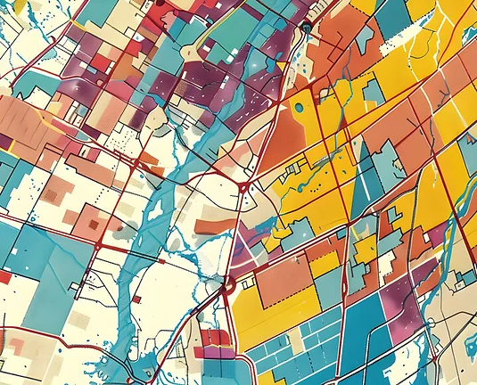 Illustrative Electoral District Map Visualizing Gerrymandering Concepts
