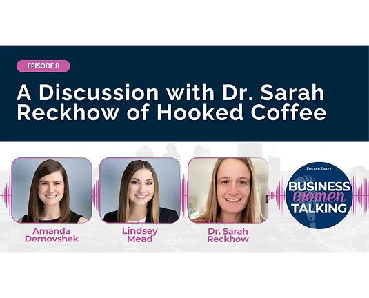 Three women smiling in front of camera with Businesswomen Talking Logo