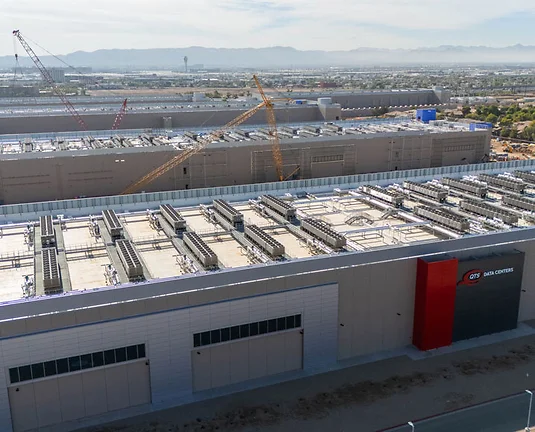 Aerial view of data center construction site.