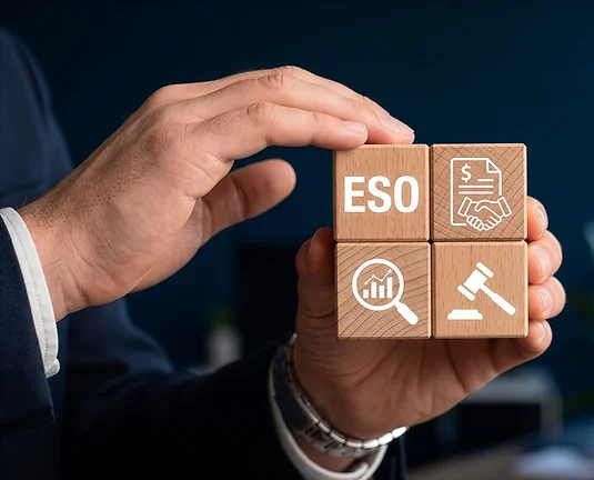 Concept of ESO Employee Stock Option. Employee Stock Options Plan Business Management. New concept