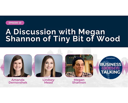 Three women smiling in front of camera with Businesswomen Talking Logo