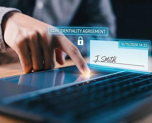 Digital signature on confidentiality agreement