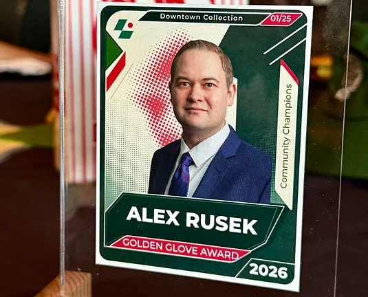Alex Rusek Golden Glove Award Downtown Lansing Card