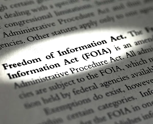 Dictionary page with the words Freedom of Information Act (FOIA) defined.