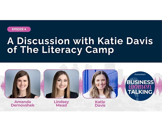 Three women smiling in front of camera with Businesswomen Talking Logo
