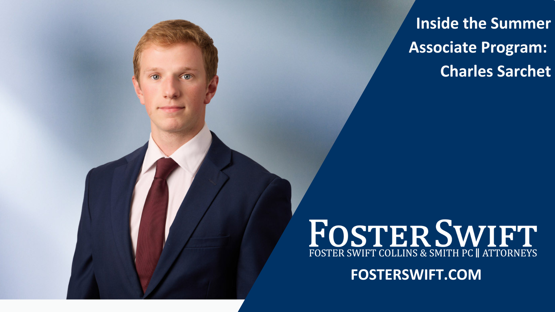 Young Man in Diagonal Square Graphic with Blue Colors