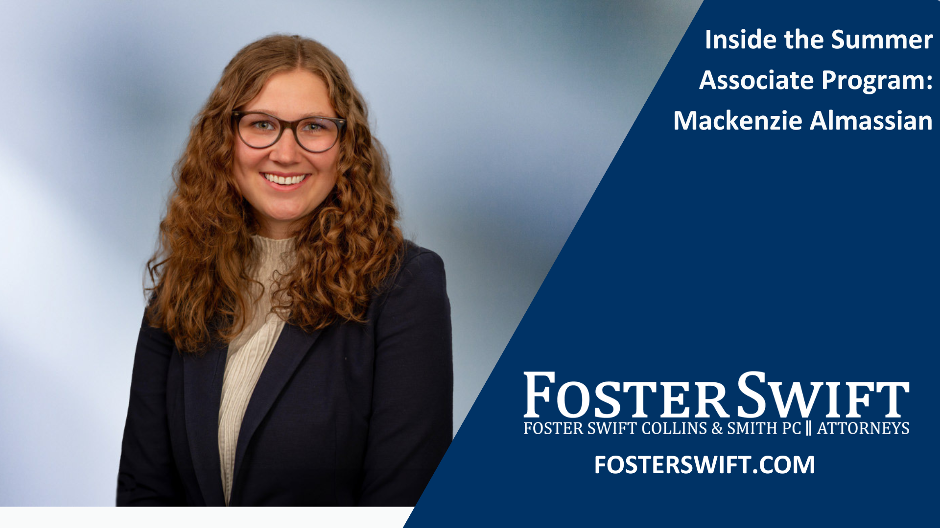 Young Woman in Diagonal Square with Blue Color